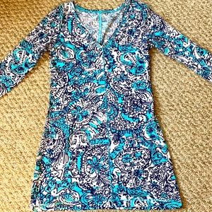Lilly Pulitzer 100% cotton summer turquoise blue dress/coverup